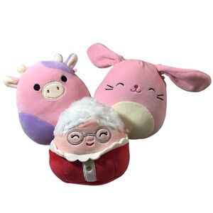 Squishmallows Bunny Cow Mrs Clause Stuffed Animals Plush Rabbit  Pink Red